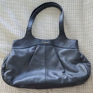 Coach Metallic Blue Leather Shoulder Bag